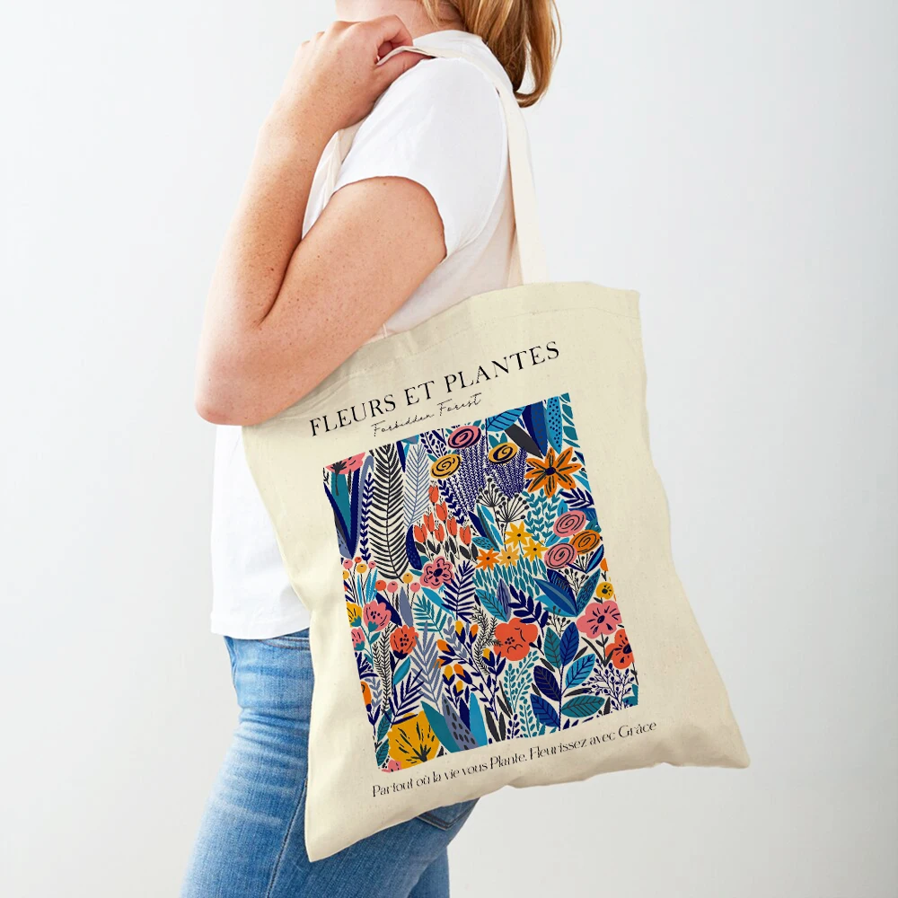 

Matisse Cut Out Gallery Fleurs Picasso Abstract Supermarket Shopper Bag Lady Tote Handbag Nordic Canvas Women Shopping Bags