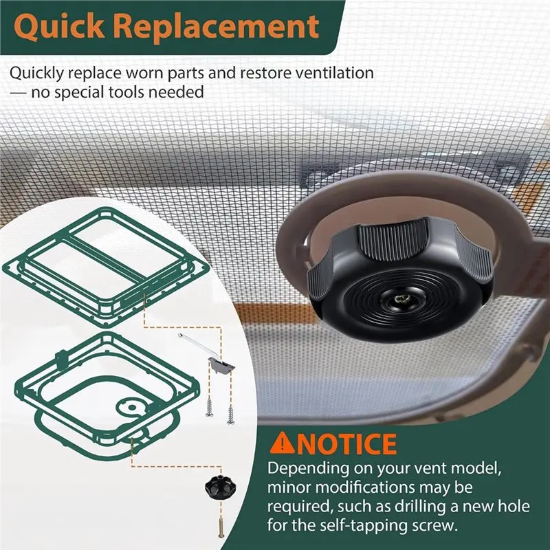 ABTC-RV Roof Vent Operator Assembly 2 Pack- Designed For Easy Ventilation And Enhanced Weather Protection