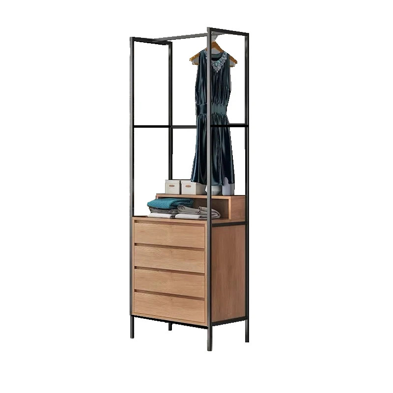 

Pure solid wood wardrobe 2025 new popular bedroom home wardrobe metal wrought iron steel frame structure custom cloakroom