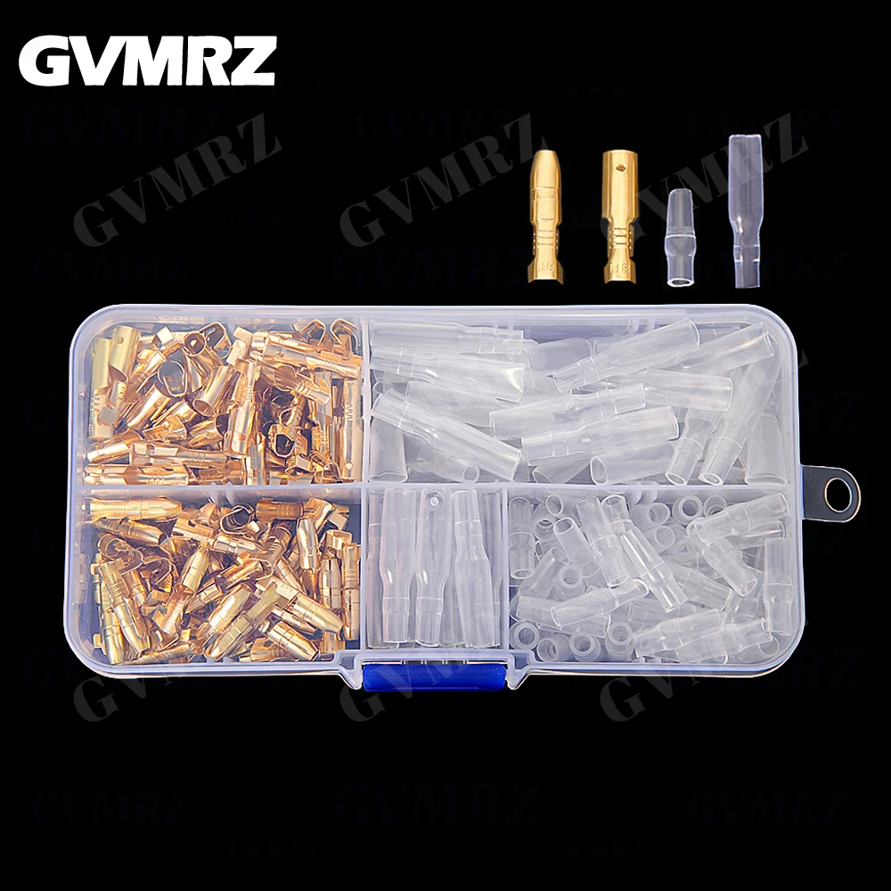 200PCS 4.0 bullet Crimp terminal car electrical wire connector diameter 4mm Female Male Cold press terminal protective sleeve