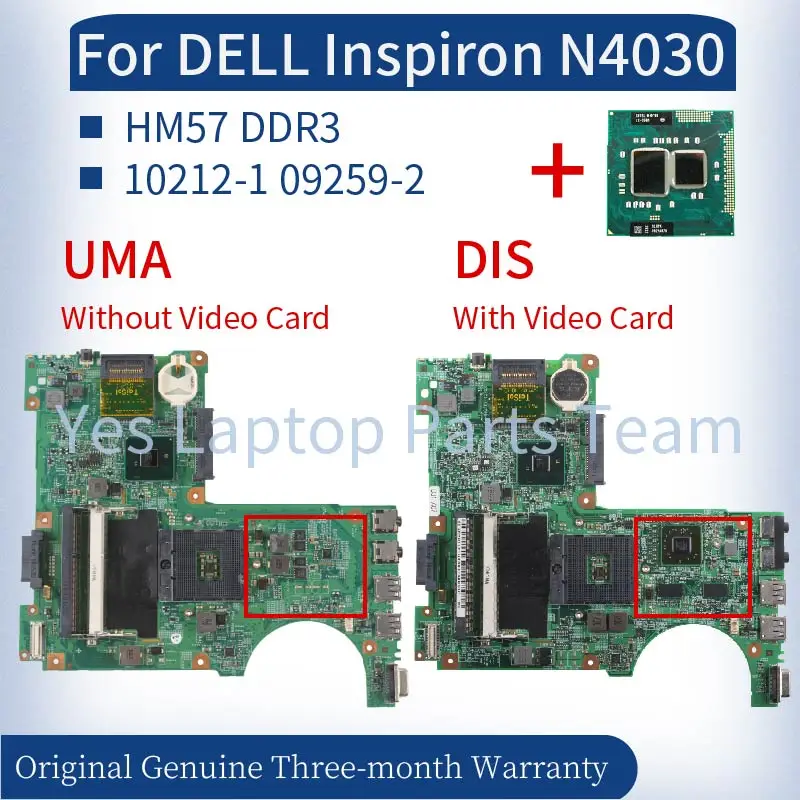 Imagem -02 - Placa-mãe do Portátil para Dell Inspiron N4030 Mainboard 102121 092592 09259-1 48.4ek01.01m 0r2xk8 48.4ek19.011 0h38xd