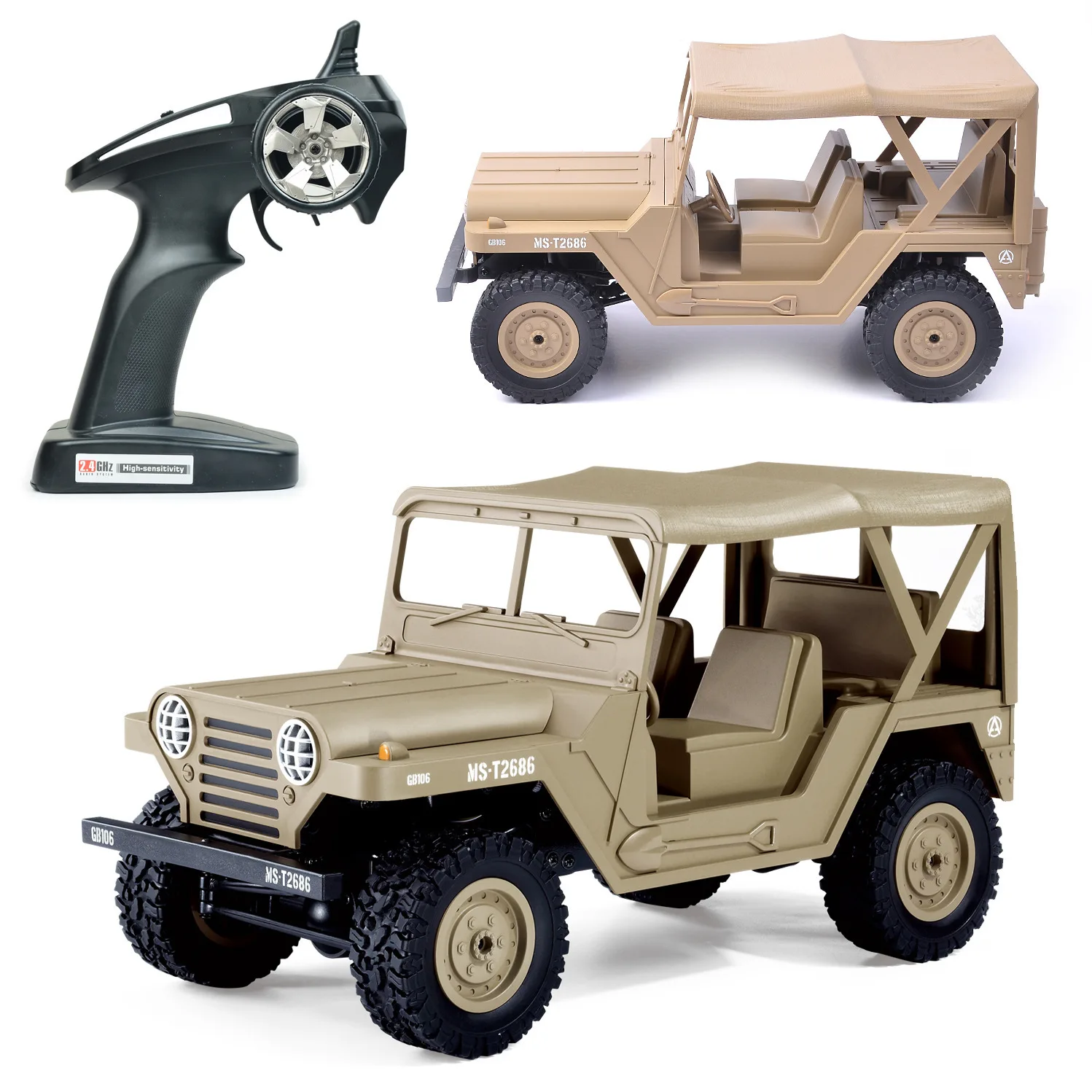 New Remote Control Car Four-Wheel Drive Off-Road Jeep Vehicle Toys Simulation  1:14  Military Jeep Car Radio Remote Control Cars