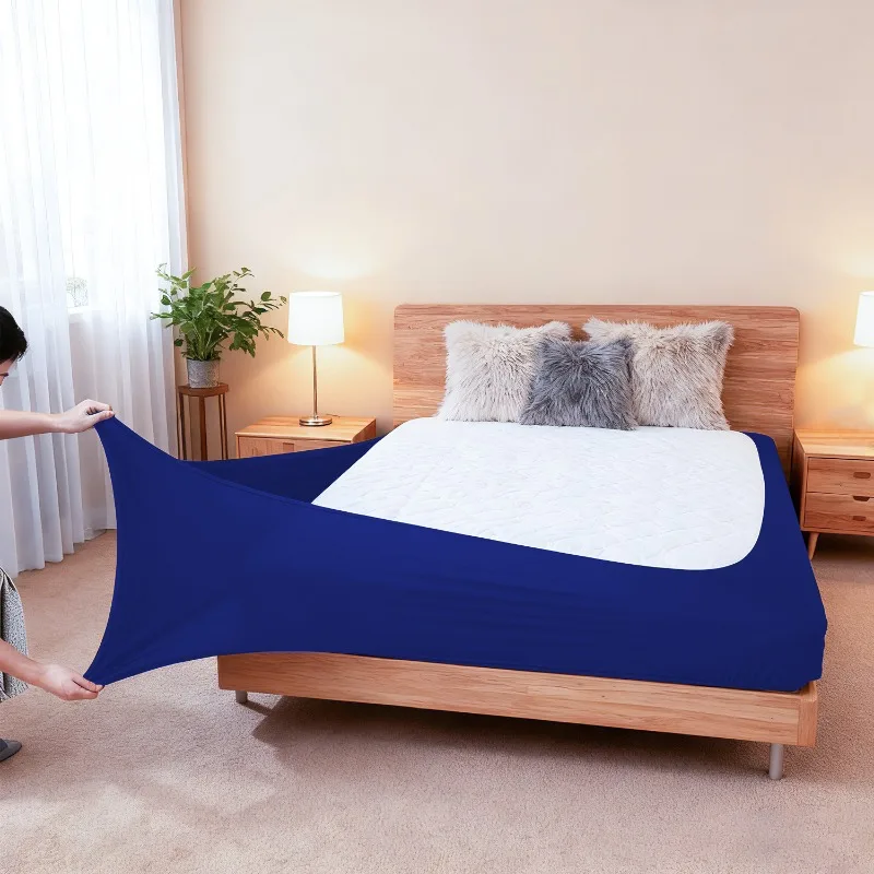 High Stretch Box Spring Cover,Super Stretchy Wrap Around 4 Sides Elastic Bed Skirt,Wrinkle Fading Resistant,Washable Easy Fit