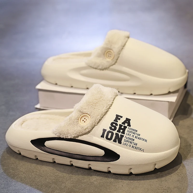 

Winter Men's Cotton Slippers Keep Warm Comfortable Warm Women's Shoes Anti-slip Warm Indoors Unisply-style Shoes