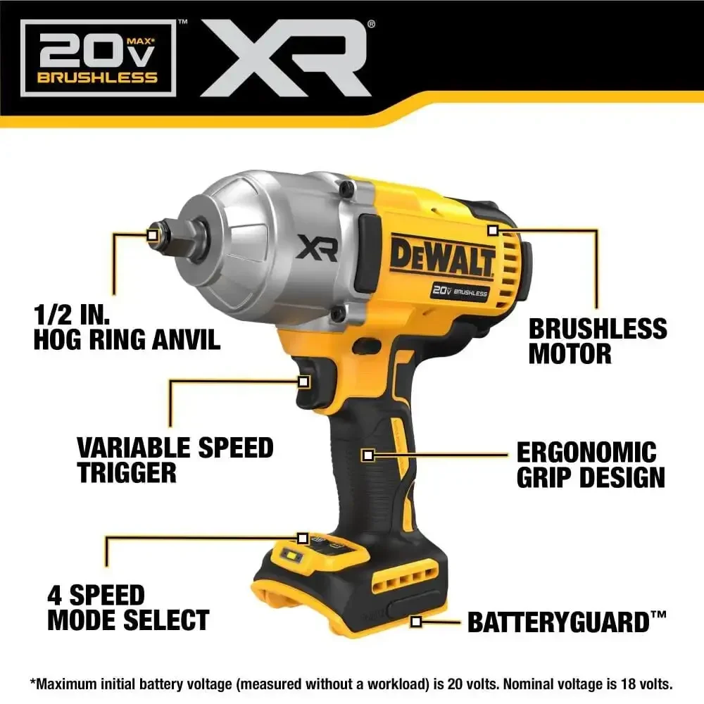 DEWALT DCF900 20V MAX High Torque Impact Wrench Kits With Hog Ring Anvil Car Repair Brushless Power Tools Dewalt Impact Wrench