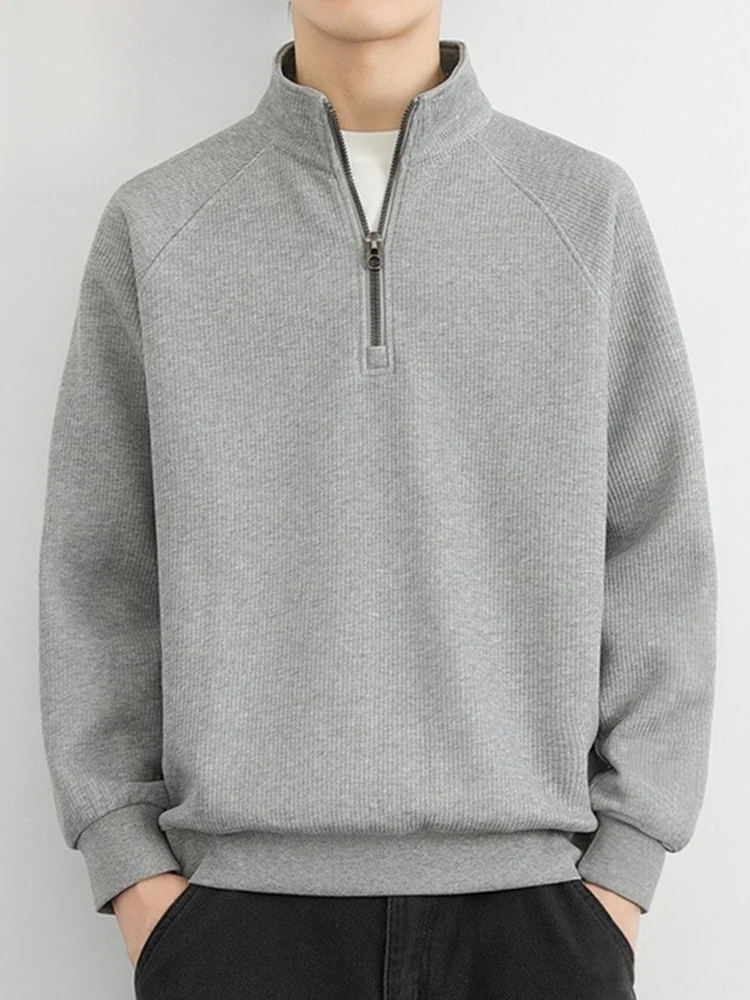 

Мужская толстовка на молнии с воротником-стойкой, свободного кроя, спортивная, модная, повседневная, с длинным рукавом, весна 2026, хлопок/полиэстер