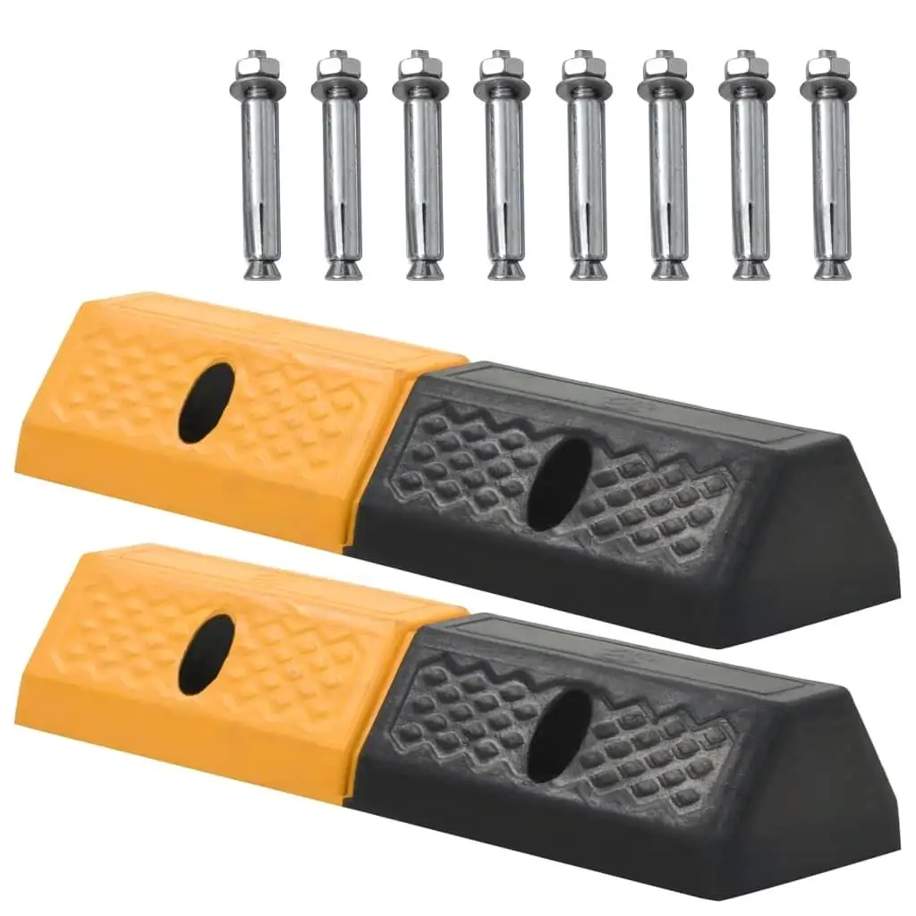 2 Pcs Rubber Parking Blocks 49x15x9 cm - Durable Car Stopper, Thick & Heavy Duty, Ideal for Garage or Outdoor Use