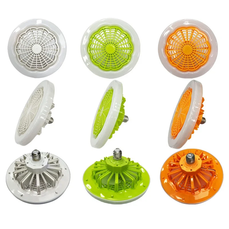 Ventilador de teto inteligente LED com controle remoto, luz interior, lâmpada silenciosa, decoração da cozinha, ventiladores laranja, 30W