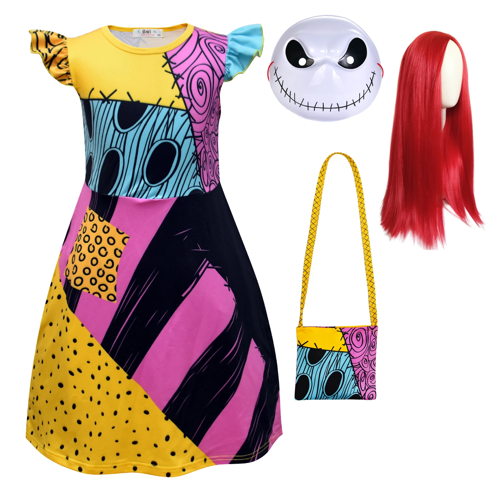 Disney The Nightmare Before Christmas Classics Sally Children Halloween Party Cosplay Costume for Toddler Girls Princess Dress