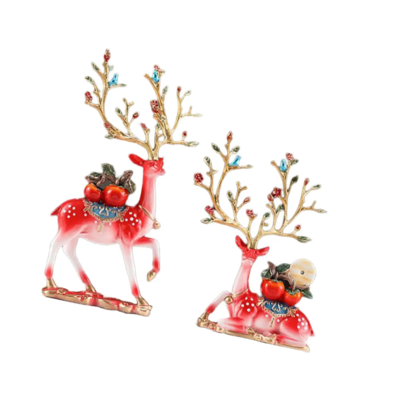 Reindeer Figurines, Deer Figurines ,Sitting Standing Deer Statues ,Elk Sculpture Deer Statue for Bedroom Bookshelf Decoration