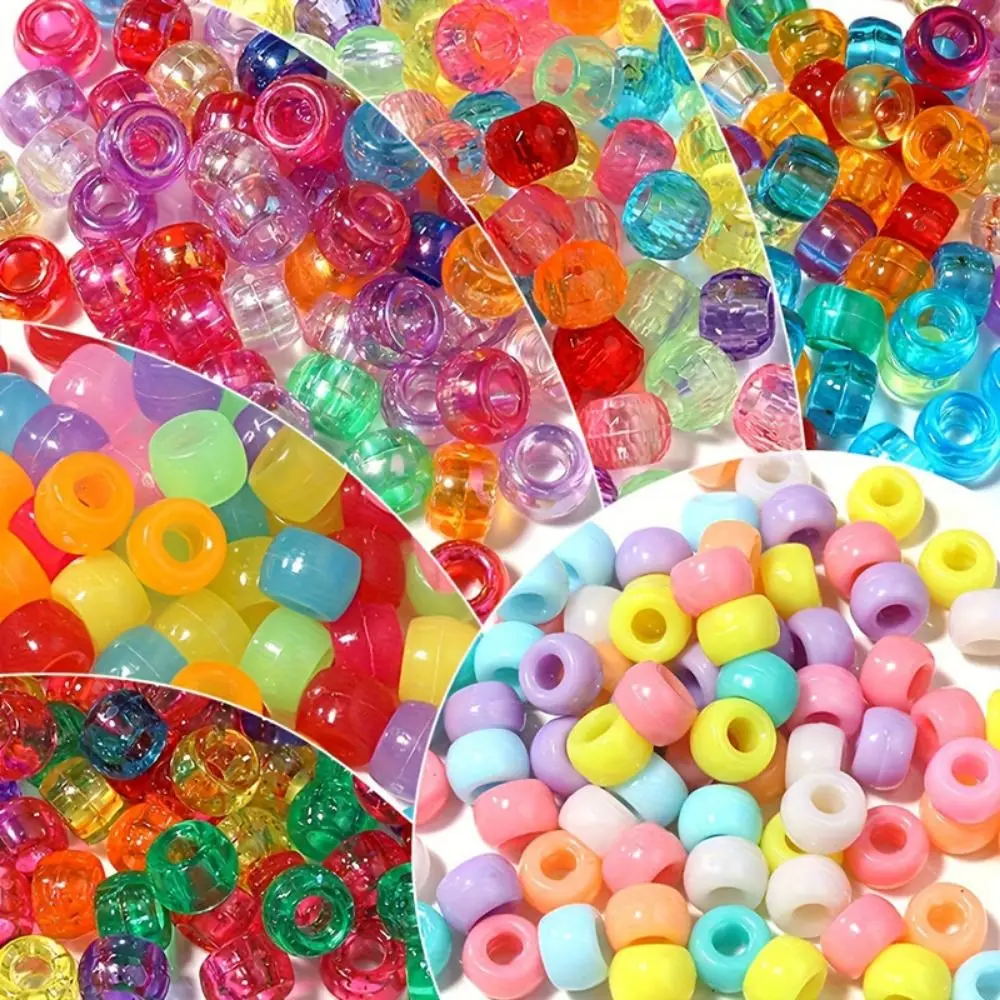 1000Pcs 6x9mm Dreadlock Hair Beads Halloween Christmas Theme Luminous Colorful Braiding Beads Handmade Beading Large Hole