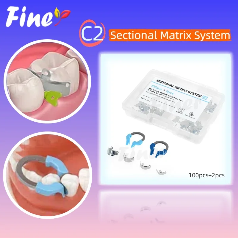 

Finer C2 Dental Matrix Band Clamp Ring Sectional Matrix Bands Sectional Contoured Dental Matrix System Dental Instruments