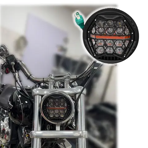 5.75 인치 성능 LED 헤드 라이트 DRL E24 Harley Sportster Dyna Softail 오토바이 헤드 램프 앰버 DRL Hi/Low Beam
