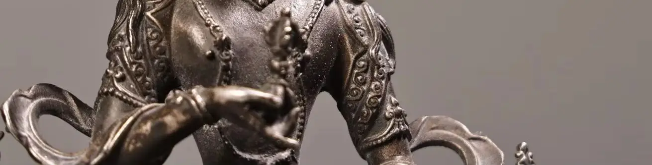 4" Figura nepalí antigua de bronce dorado de Vajrasattva Dorje Sempa, Buda Amitabha sentado en la terraza de los lótus, para sala de culto