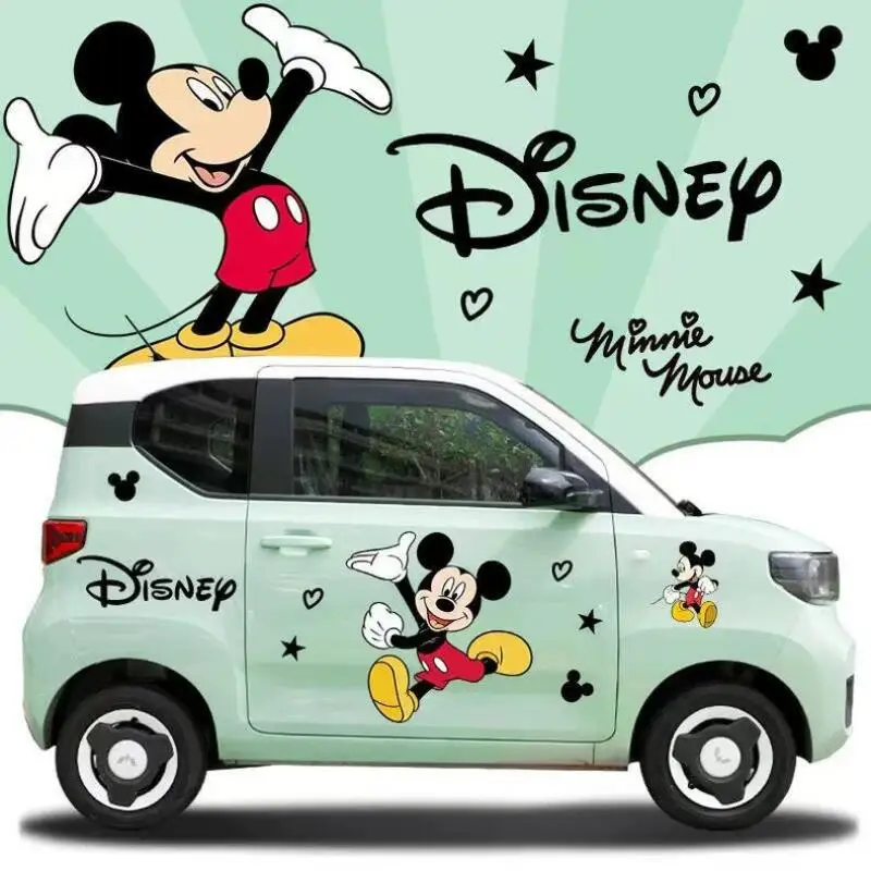 Kawaii Disney Car Stickers Cartoon Mickey Minnie Creative Decoration Anti-Scratch Car Personality Stickers Cute Car Accessories