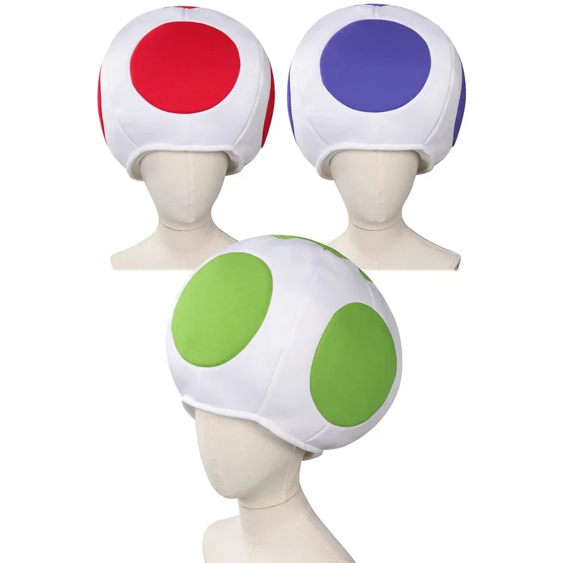 Toad cosplay kids hat Red Green Blue Dot mushroom cap headwear game Bros kinopʹ Fantasia boys girl costume accessories