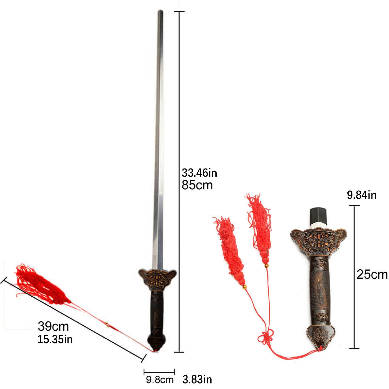 Adjustable 25-86cm Super Sword Swallowing Illusion Close Up Street Magician Real Magic Trick Props