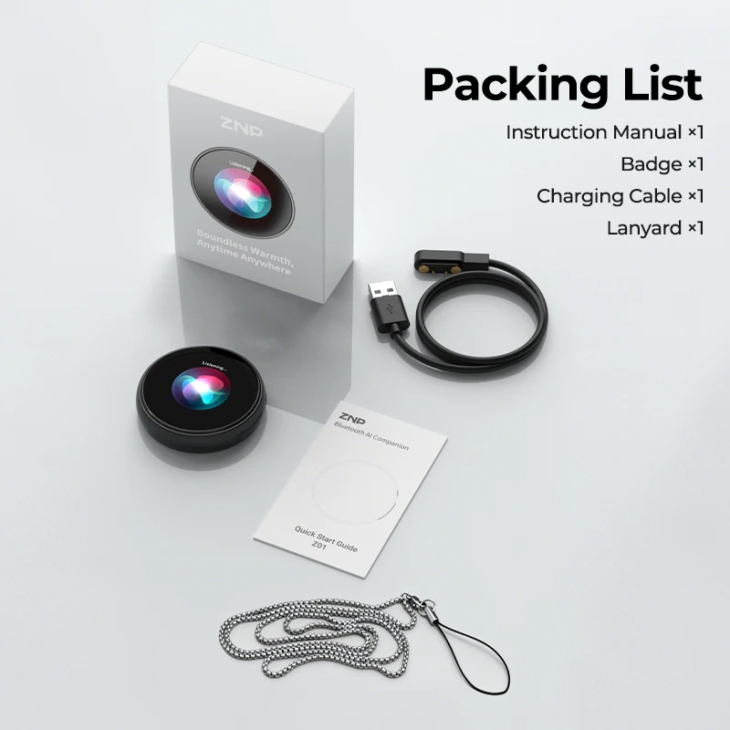 Ultra-thin AI Voice Translator ZNP Z01 Instant Professional Portable Magnetic Smart Voice Translation Display Touch Control