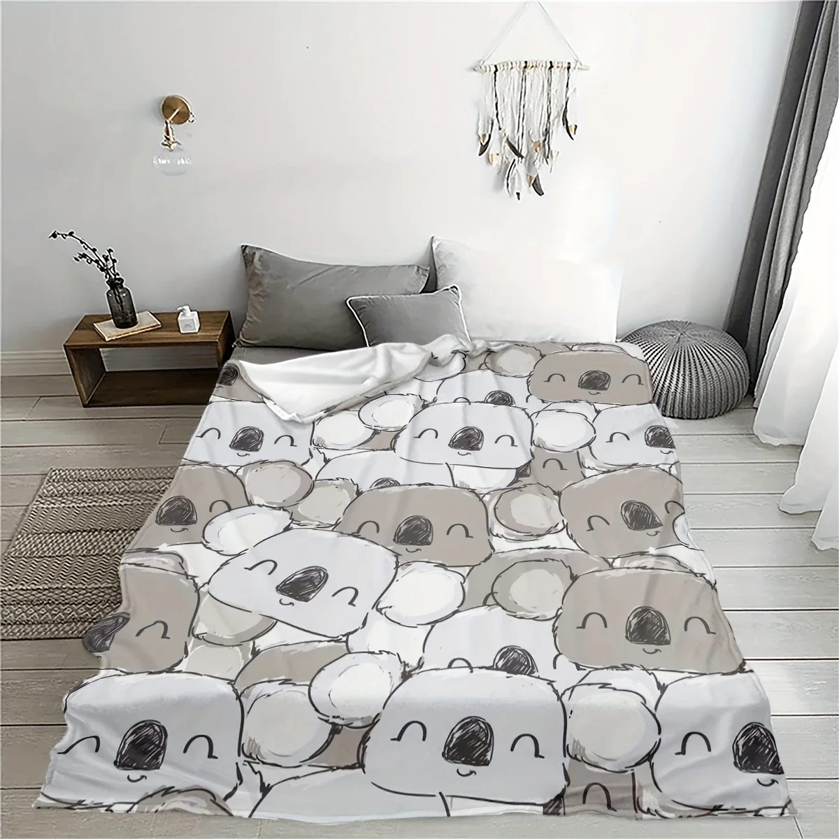 1pc - Cute Koala Animal Style Fleece Blanket, Soft and Comfortable, Suitable for Sofa, Bedroom, Outdoor Camping, Multi-purpose F