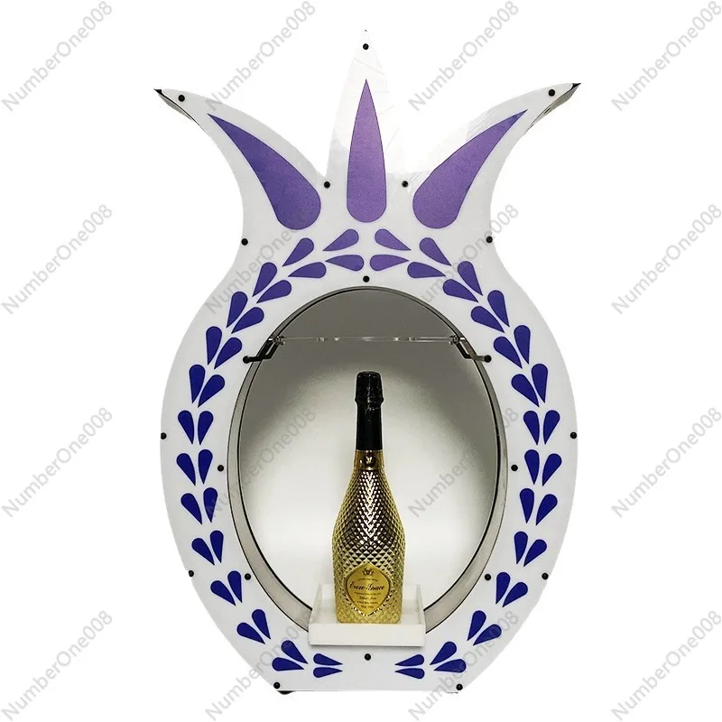 LED Multicolor Bar Display Stand, Ceramic Pineapple Tequila Bottle Holder for Mexican Theme Party & Home Decor