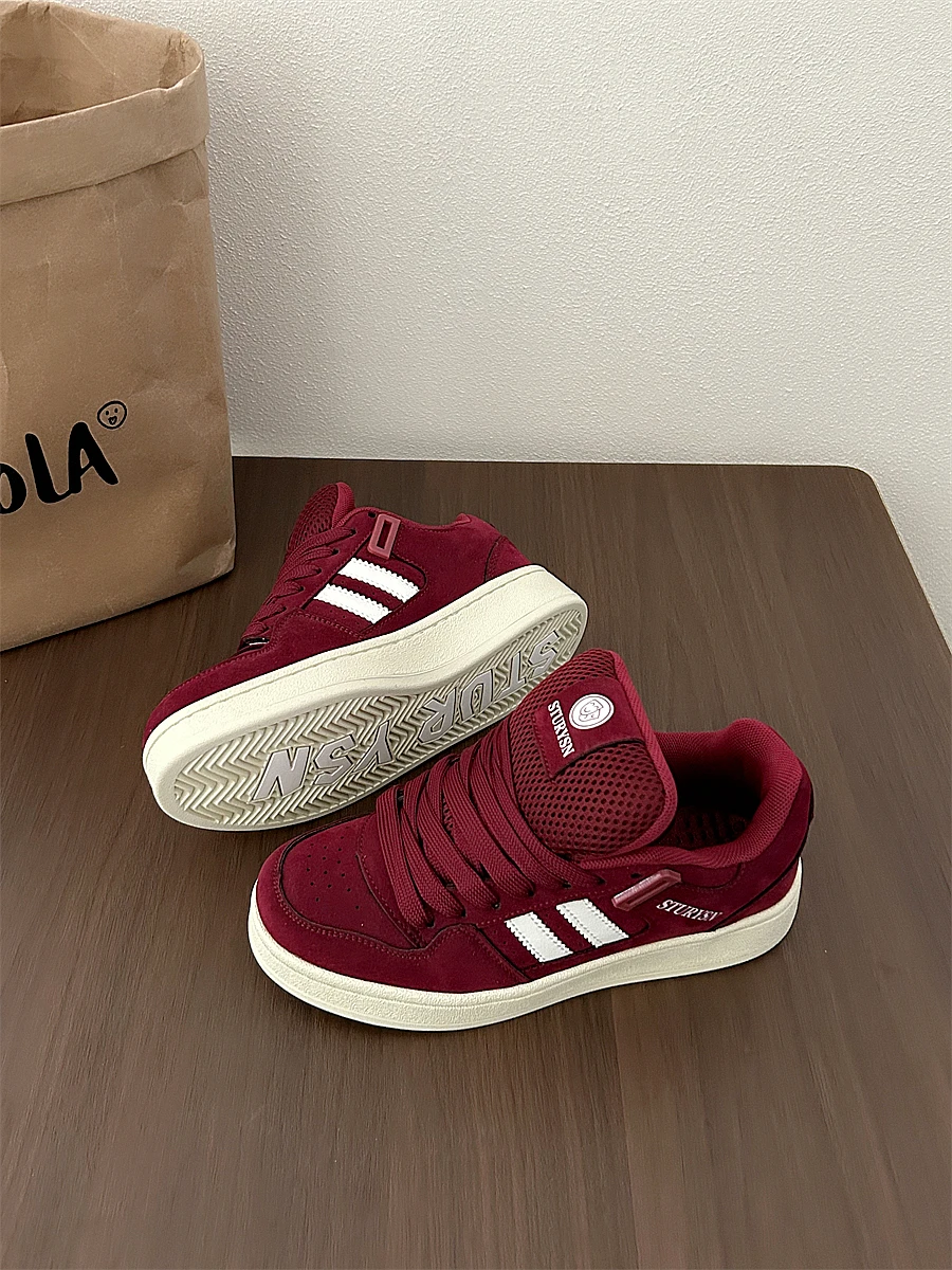 Zapatos Casuales Tipo Mocasín Retro Color Borgoña Mate Unisex, Calzado Plano Moderno para Parejas, Primavera 2026, Zapatillas...