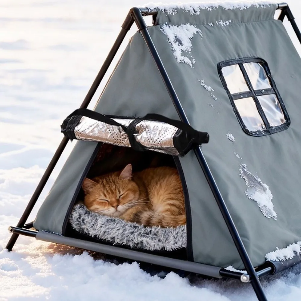 

Pet Cage Portable Outdoor Pet Tent Oxford Warm Cat Teepee Tent Removable Foldable Dog Cave Hut Camping Use