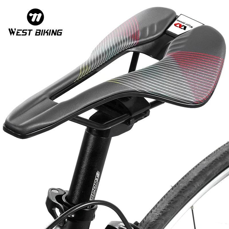 WEST BIKING profesjonalne siodło rowerowe Hollow Ultralight Bike Racing Seat miękkie skórzana poduszka dla człowieka MTB kolarstwo szosowe części