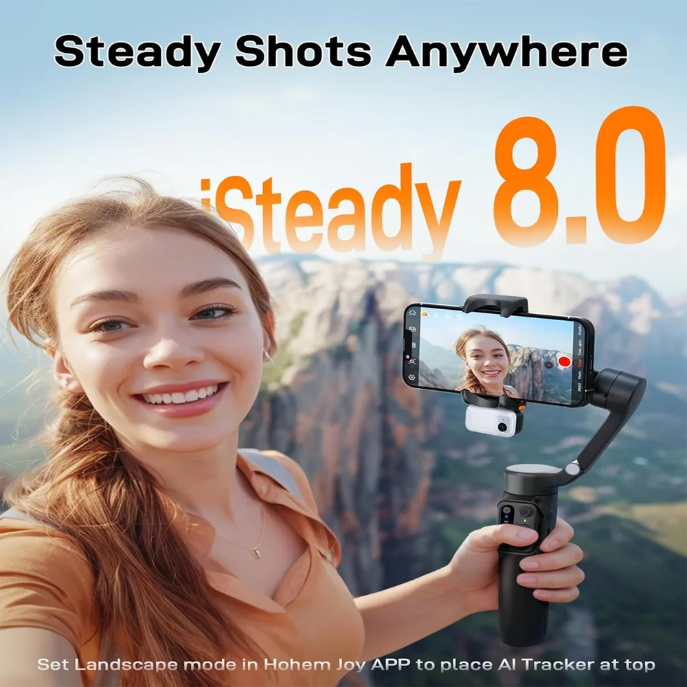 Hohem Official-website Gimbal iSteady V3 3-Axis AI Face Tracking Cell phone Stabilizer for Smartphone with 3rd gear Fill Light