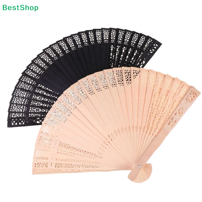 ⚔Carved Wooden Folding Hand Fan,Hollow-Out Chinese Style Bamboo Fan for Summer,Decor & Gift