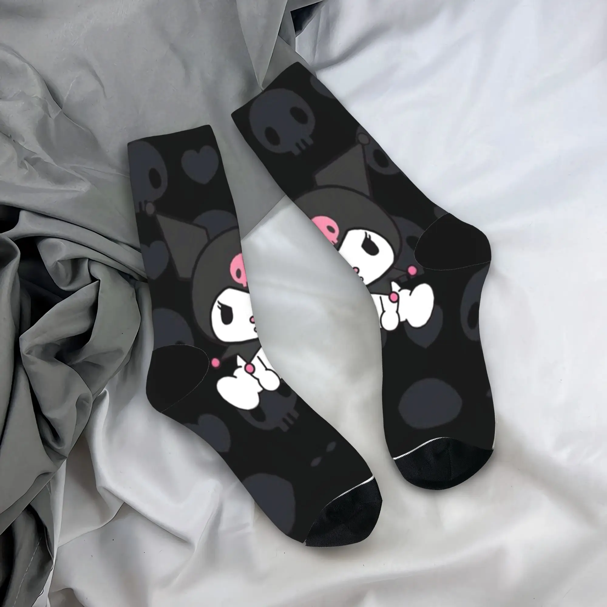

Чулки Sanrio Kuromi, забавные носки с фиолетовым рисунком, осенние нескользящие носки, мужские спортивные мягкие носки для бега