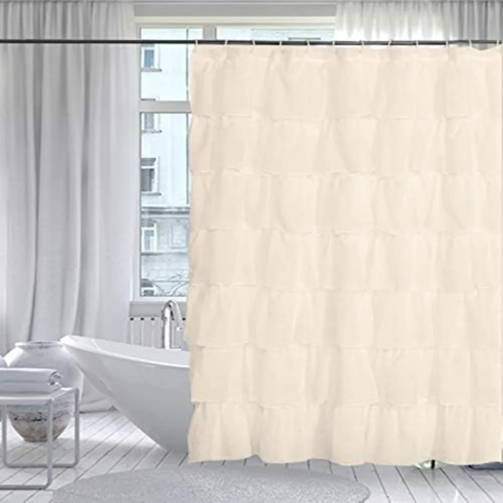 

Gypsy Ruffled Shower Curtain, 100% Polyester Fabric Bathroom Drapes – Housewarming Gift