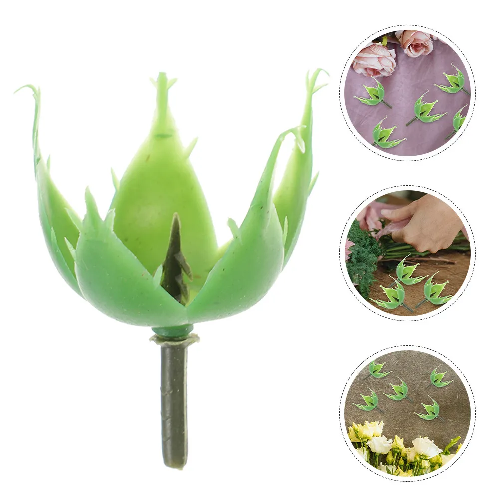 

200Pcs Realistic Rose Sepals Preserved Flower Head Accessories Plastic Floral Arrangement DIY Craft Kit for Home Decor Romantic