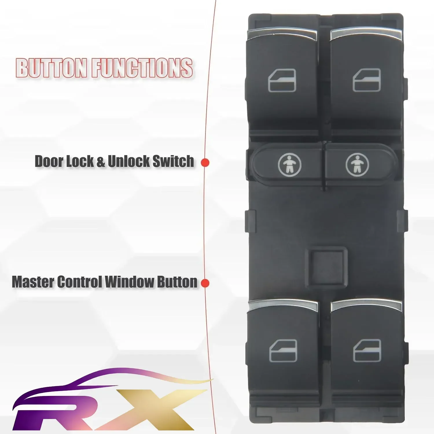 NUOVO 7P6959857 Interruttore Finestra Master Power Compatibile con Touareg 2011 2012 2013 2014 3.0L 3.6L V6 4.2L V8