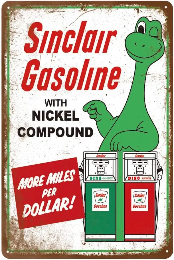Reproduced Vintage Tin Sign, Gas Oil Car Metal Signs for Garage Man Cave Bar, Retro Wall Decor, es (Sinclair Gasoline)-aluminum