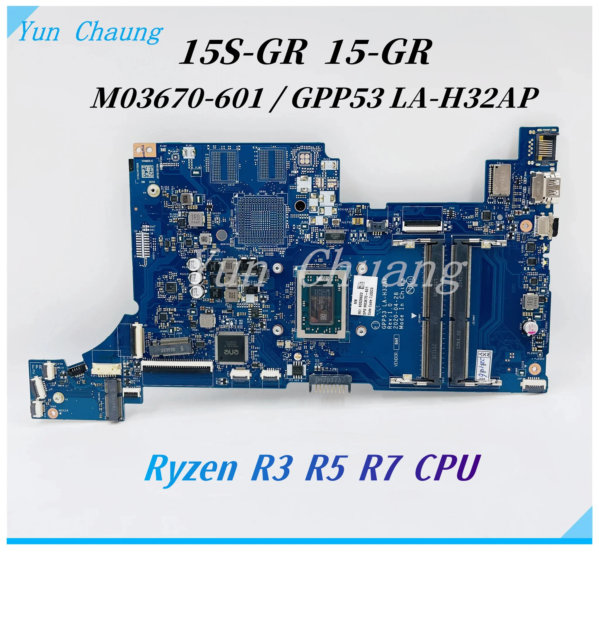 M03670-601 GPP53 LA-H32AP For HP 15S-GR 15-GW 15-GR 15S-GY 15S-GU 255 G8 Laptop Motherboard Ryzen R3 R5 R7 CPU DDR4 Mainboard