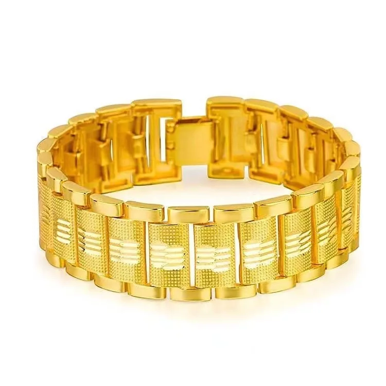 

Luxury 24K 9999 Pure Gold real gold Men's bracelet watch chain fashion bracelet