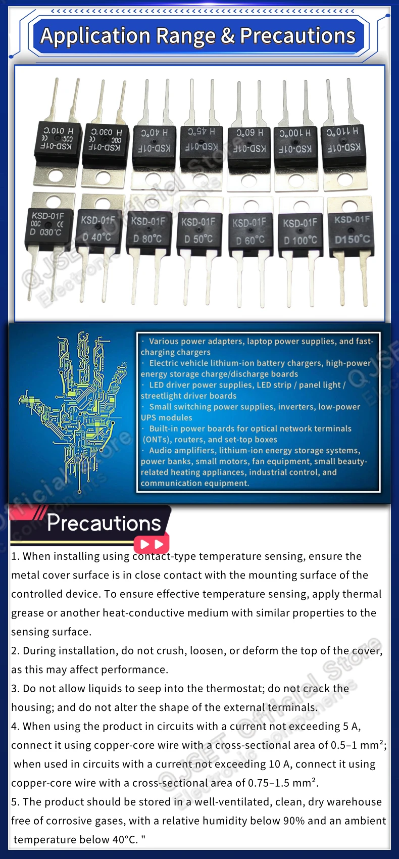 40 50 60 70 80 90 100 GradC NC Normalerweise Geschlossen NO Normalerweise Offen 1,5A Thermoschalter Temperatursensor Thermostat KSD-01F JUC-31F – Detail 7