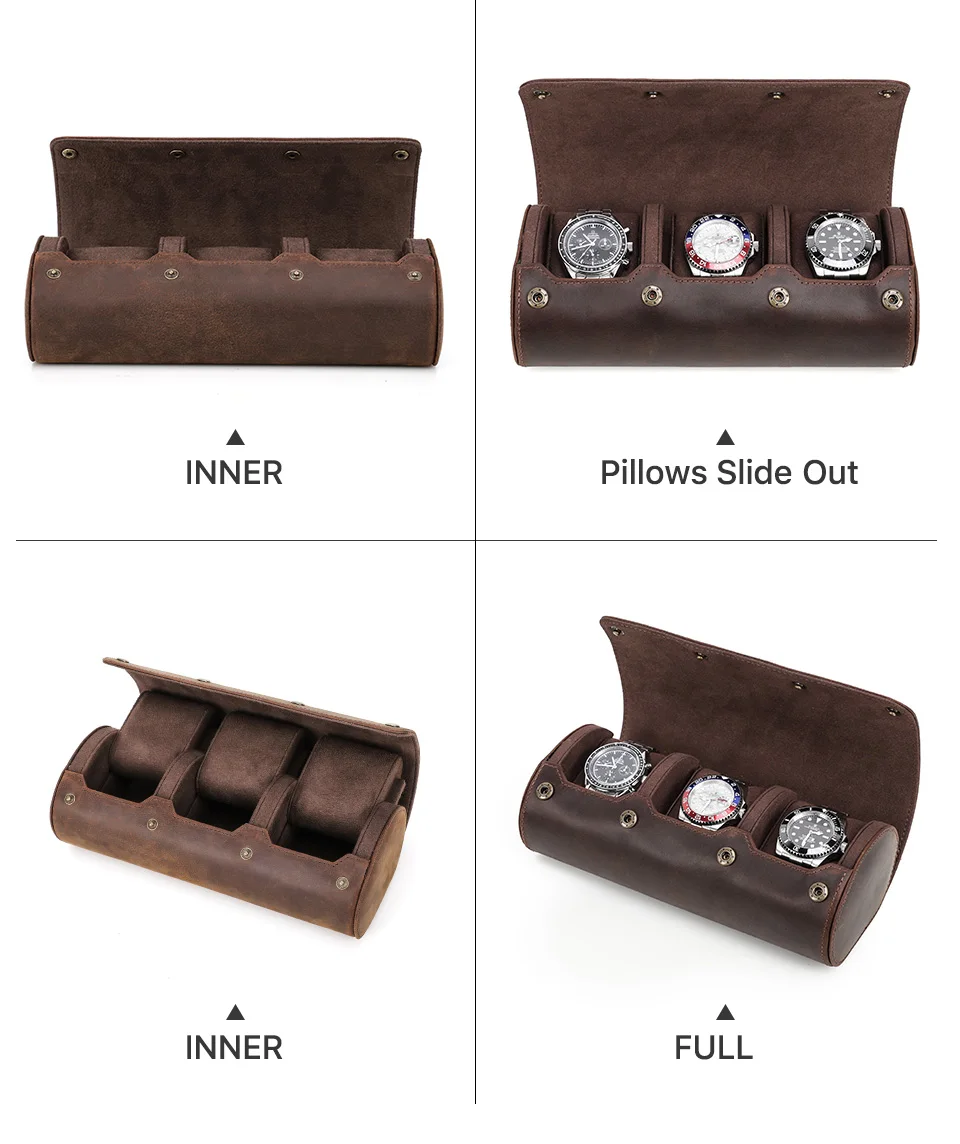 CONTACT'S FAMILY Vintage-Uhrengehäuse aus echtem Leder, Herrenuhren, Reise-Armbanduhr, Rollengehäuse-Halter, hochwertiges Geschenk für Männer – Detail 14