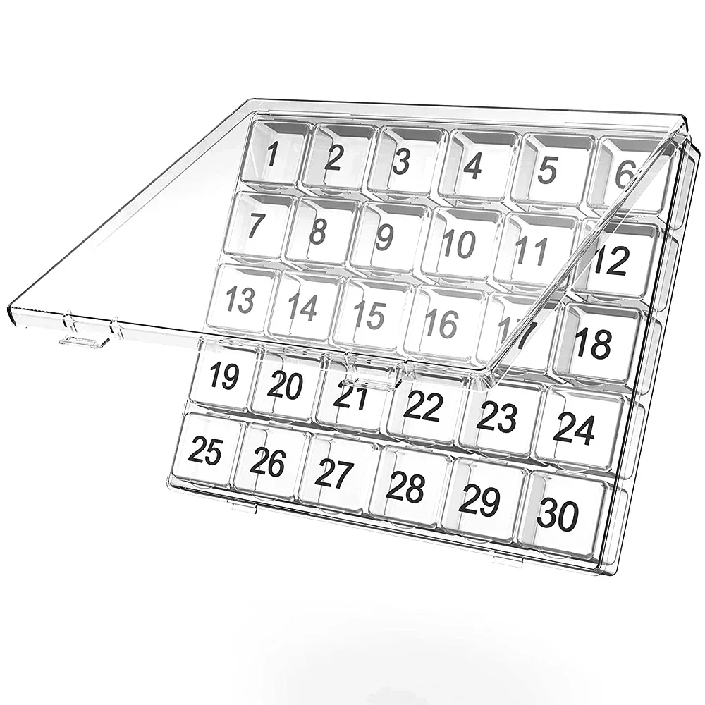 Organizador de pastillas una vez al día, caja organizadora de pastillas de 30 días, estuche portátil con compartimentos 