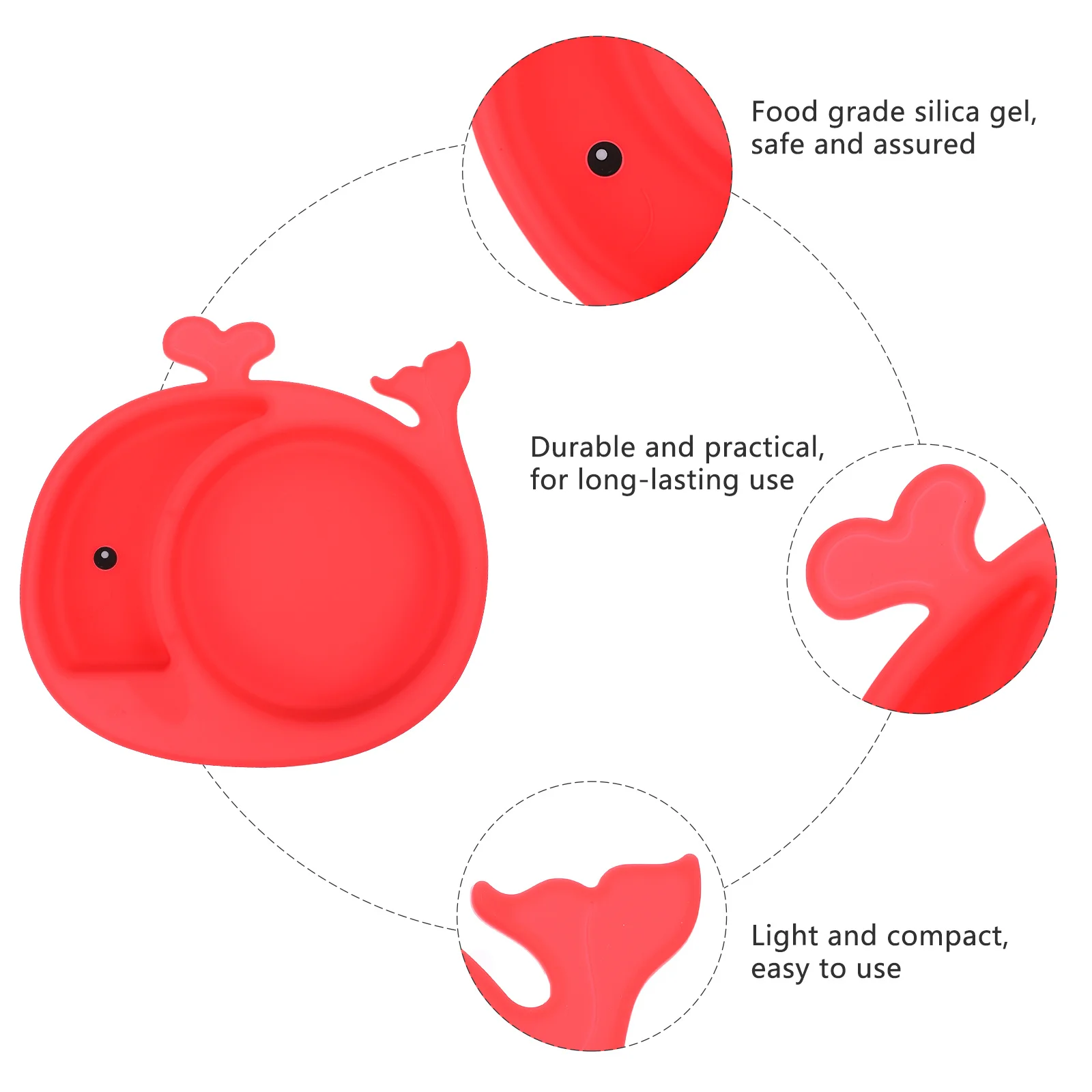 

Durable Baby Plates Silicone Material Suction Cup Bottom Lightweight Compact for Mother Helper Baby Dinner Plate