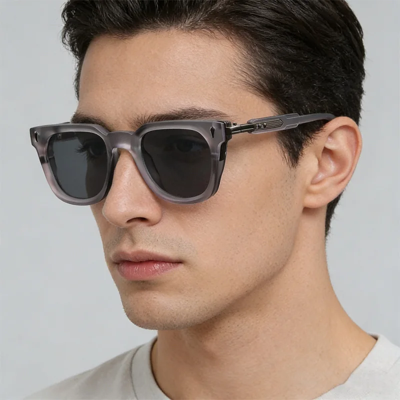Fashion Retro Square Sunglasses Thick Transparent Frame Gradient Lens UV Protection Sun Glasses For Men Women Streetwear Daily W