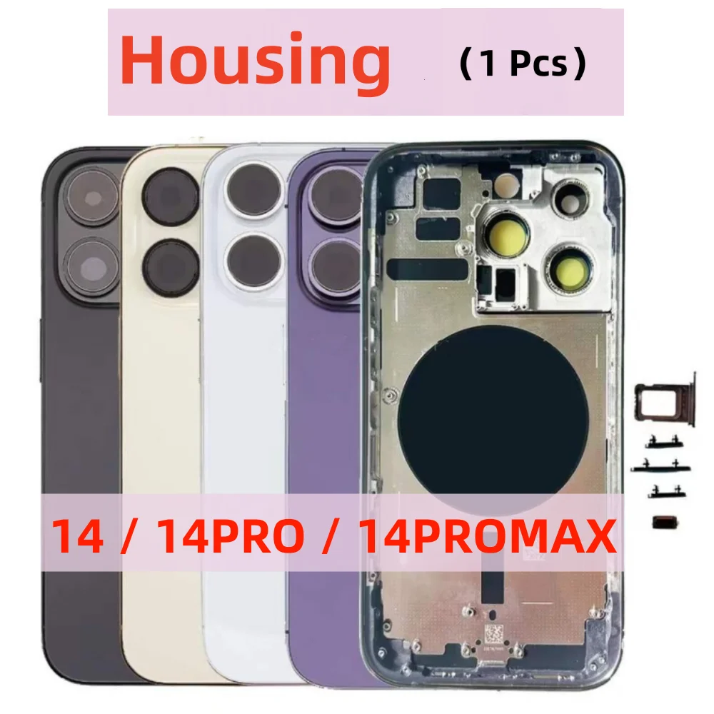 

Для iPhone 14 14 Pro 14 Pro Max задняя крышка батарейного отсека + корпус средней рамы + боковые кнопки + лоток для SIM-карты, задняя крышка инструментов 14 PRO