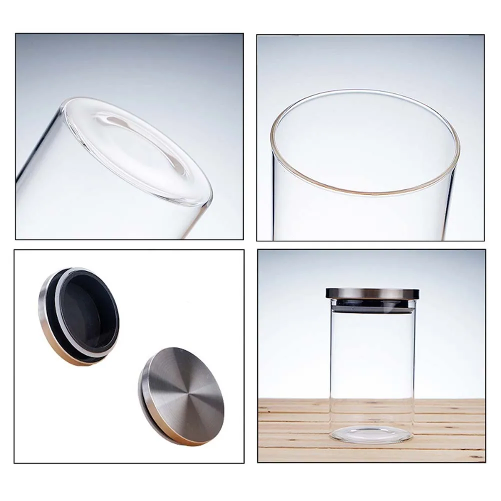 

Glass Sealed Storage Can Stainless Steel Lid Clear Surface Small Exquisite Portable Multifunctional Storage Tank for Grains Nuts