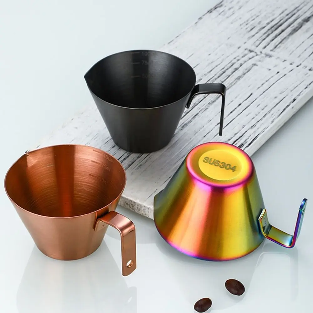 304 Stainless Steel Espresso Measuring Cup Small Cup with Handle Coffee Bean Weighing Tool V-Shaped Mouth Dishwasher Safe