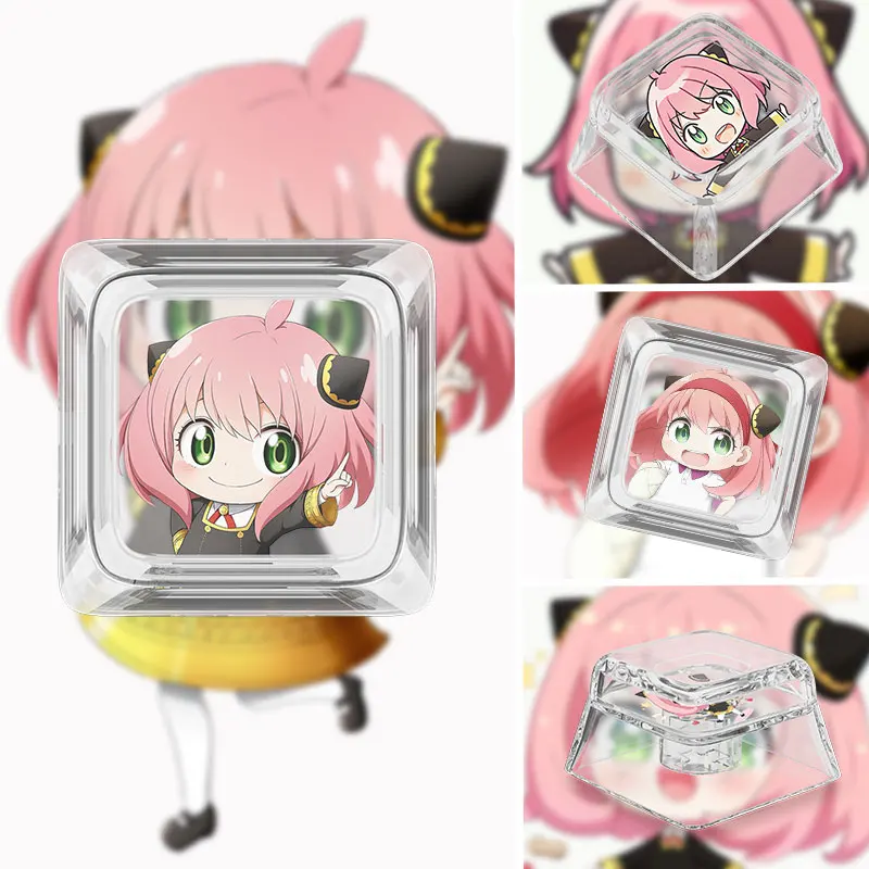 SPYxFAMILY Anya Forger Anime Artisan Point Keycap Original Transparent Custom Cute Cartoon Keycaps for Mechanical Keyboard Gift