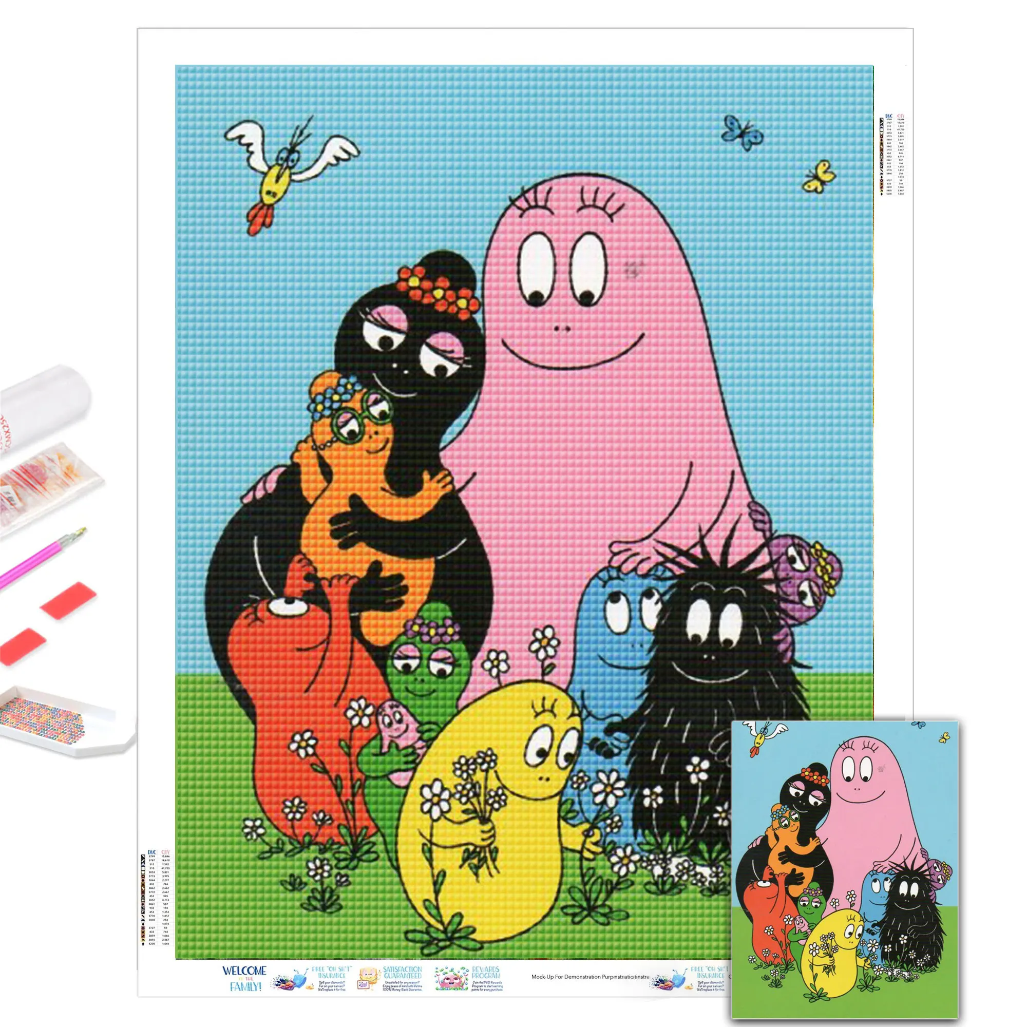 Les Barbapapa Diamond Painting Full 5D DIY Diamond Art Mosaic Embroidery Cross Stitch Kit Home Decor