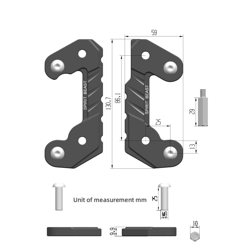 For Kawasaki Z400 Ninja 400 Motorcycle Foot Pedal Raising Bracket Accessories Front Pedal Heightening and Back Moving Bracket