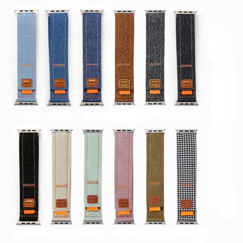 Nylon Strap for Apple Watch Band 49mm 45mm 44mm 46mm 42mm 41 40 38mm Denim Canvas Wristband iWatch Series Ultra 10 9 8 7 6 5 SE