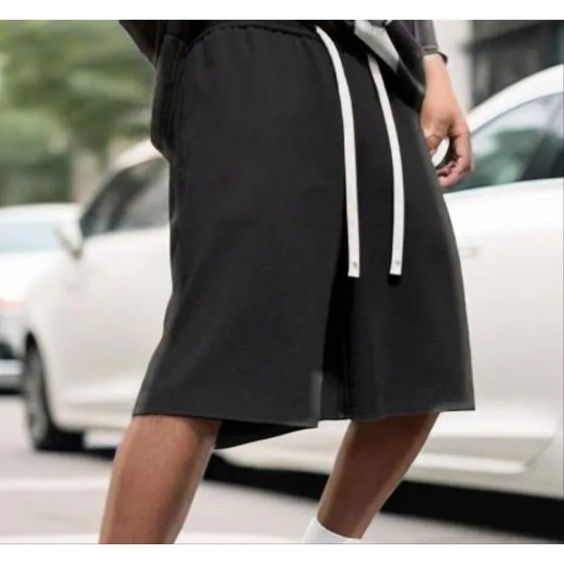 Men's Loose Casual Shorts Street Style Drawstring Waistband Gray Summer Shorts