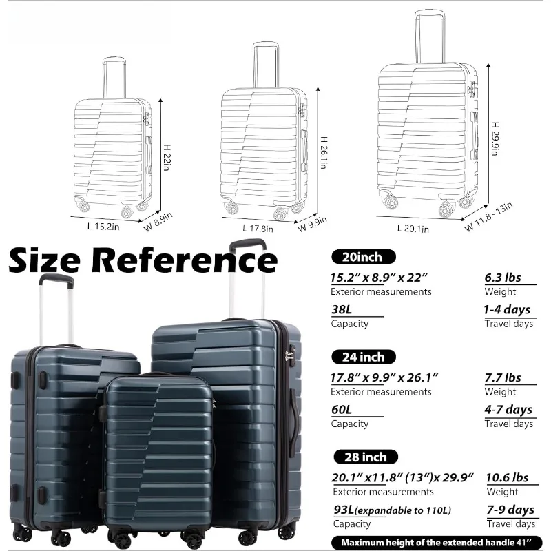 Gepäck Koffer Handgepäck Hardside PC+ABS Spinner TSA Lock Teleskopgriff